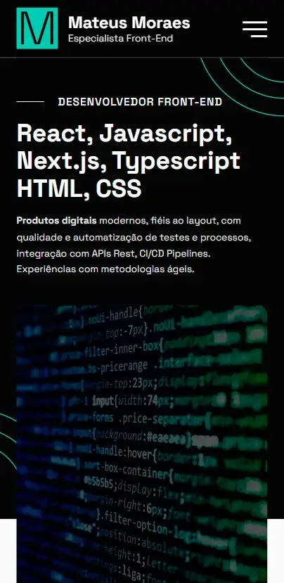 Portfolio Pessoal Mateus Moraes Desenvolvedor Front-End Especialista